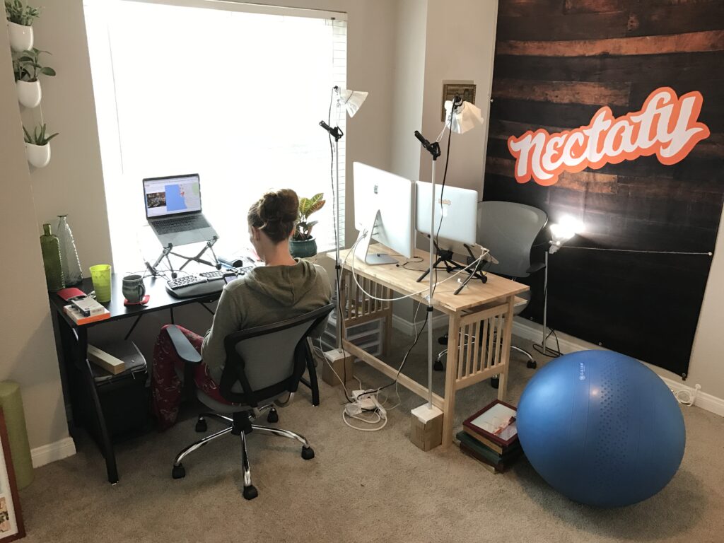 Home office in a guest bedroom