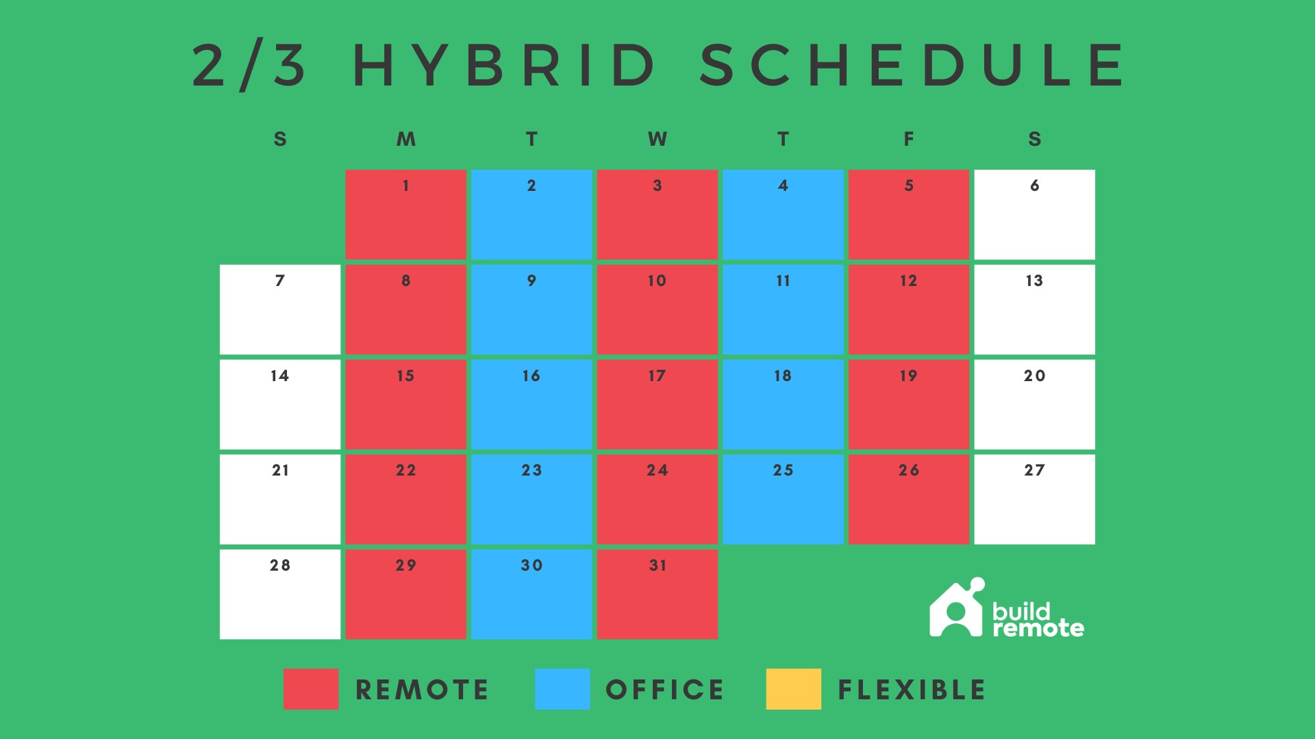 2/3 hybrid work schedule
