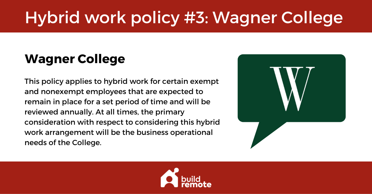 Wagner College hybrid work policy