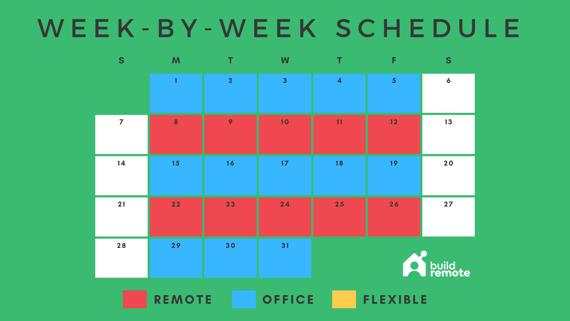 week-by-week hybrid work schedule