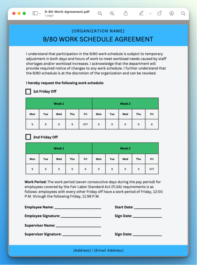 9/80 Work Schedule The Manager's Guide Buildremote