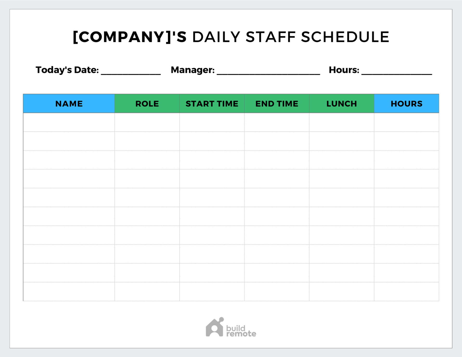 Daily Staff Schedule Template Buildremote