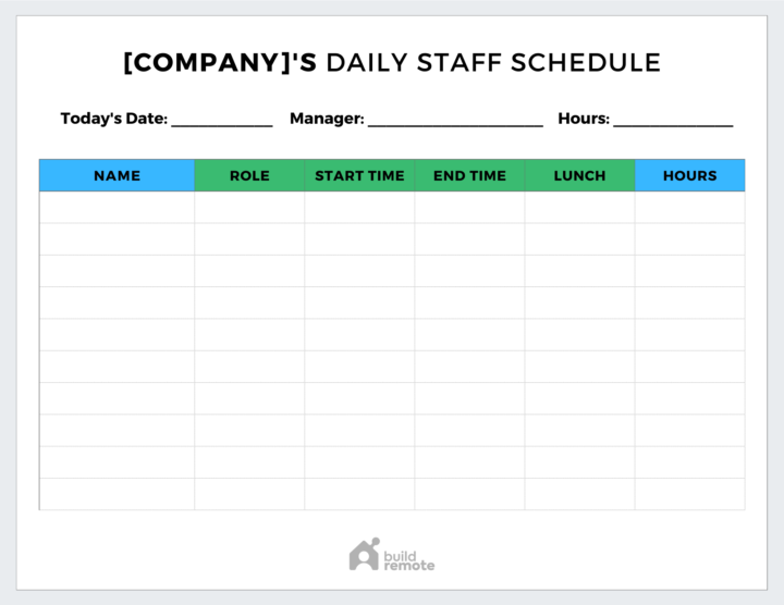 Weekly Staff Schedule Template | Buildremote