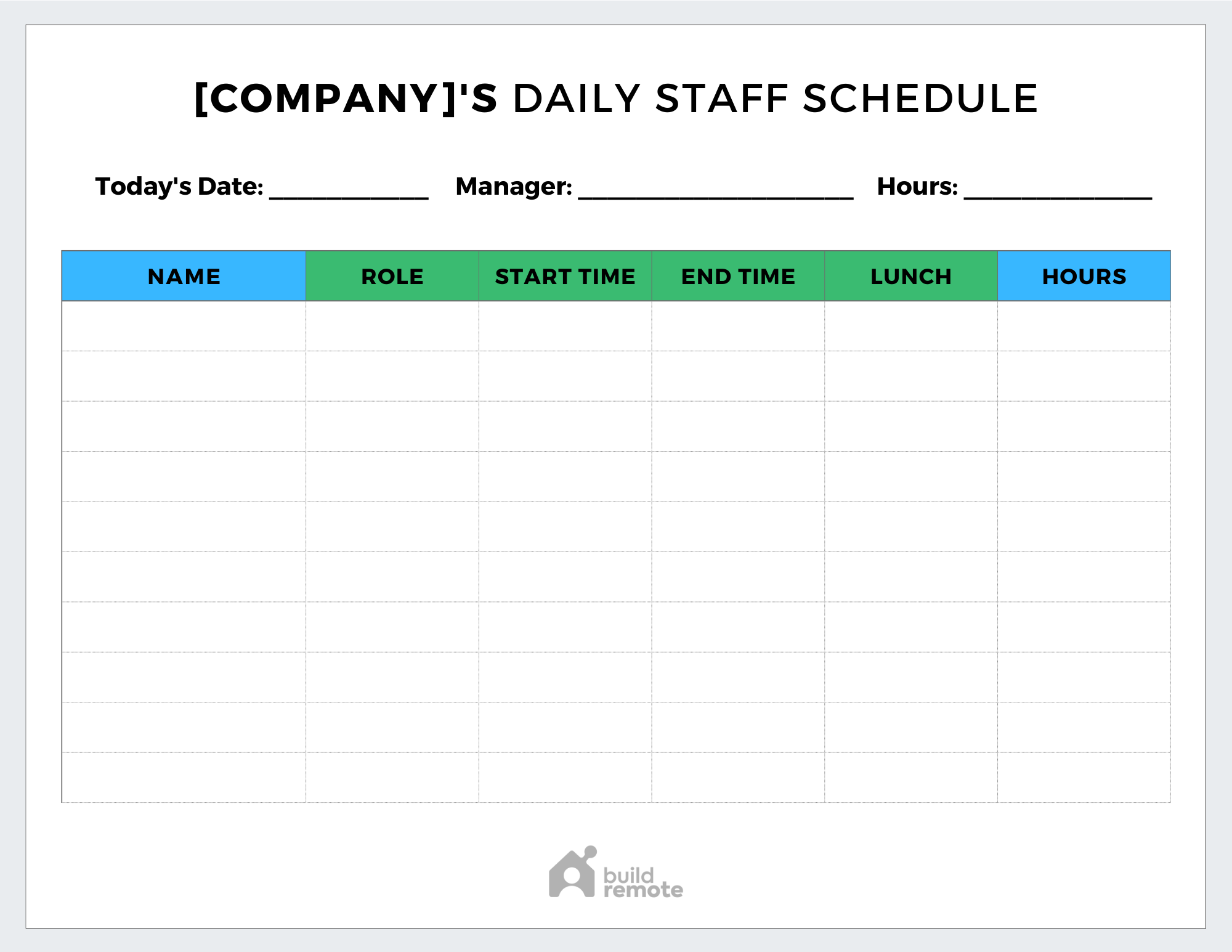 Daily Staff Schedule Template