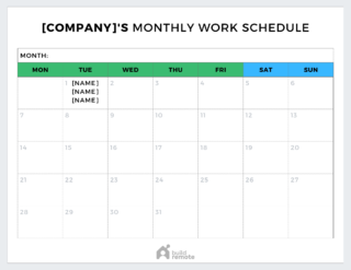 6 Free Monthly Work Schedule Templates | Buildremote