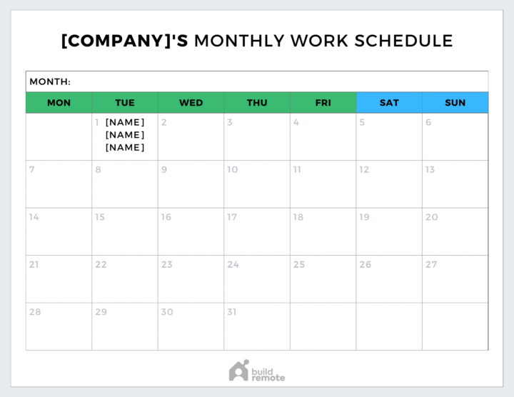 6 Free Monthly Work Schedule Templates | Buildremote