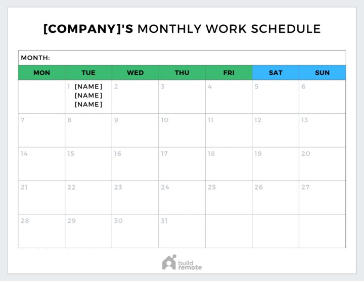 Fillable Monthly Schedule Template Fillable Monthly Schedule Template