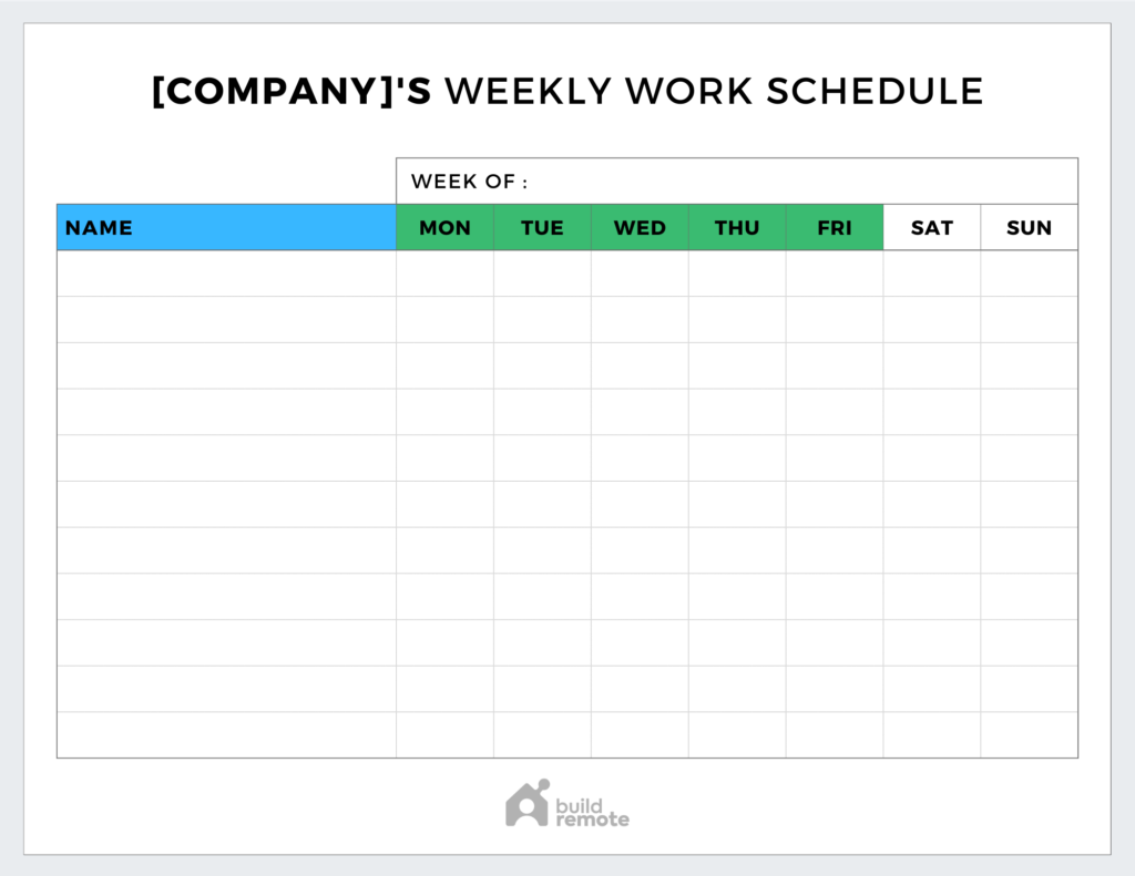 Weekly Staff Schedule Template Buildremote 