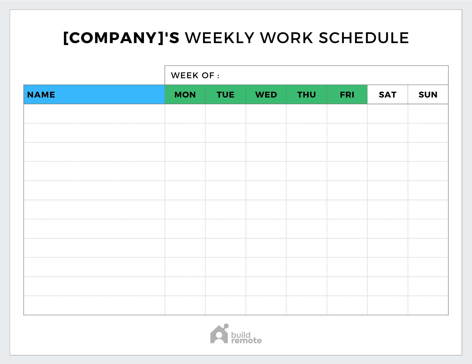 Weekly Work Schedule Template
