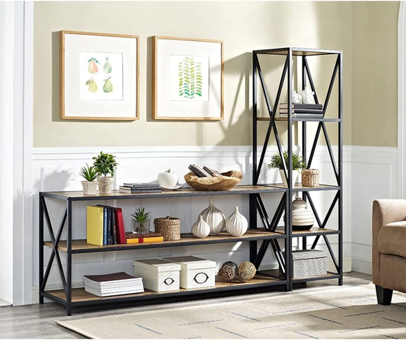 Walker Edison 2-Shelf Industrial Bookcase