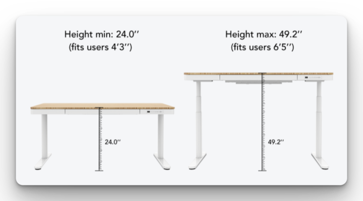 FlexiSpot standing desk height range