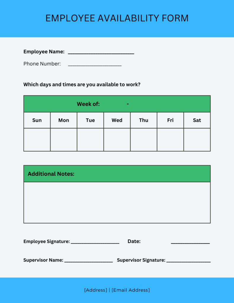 Employee availability form