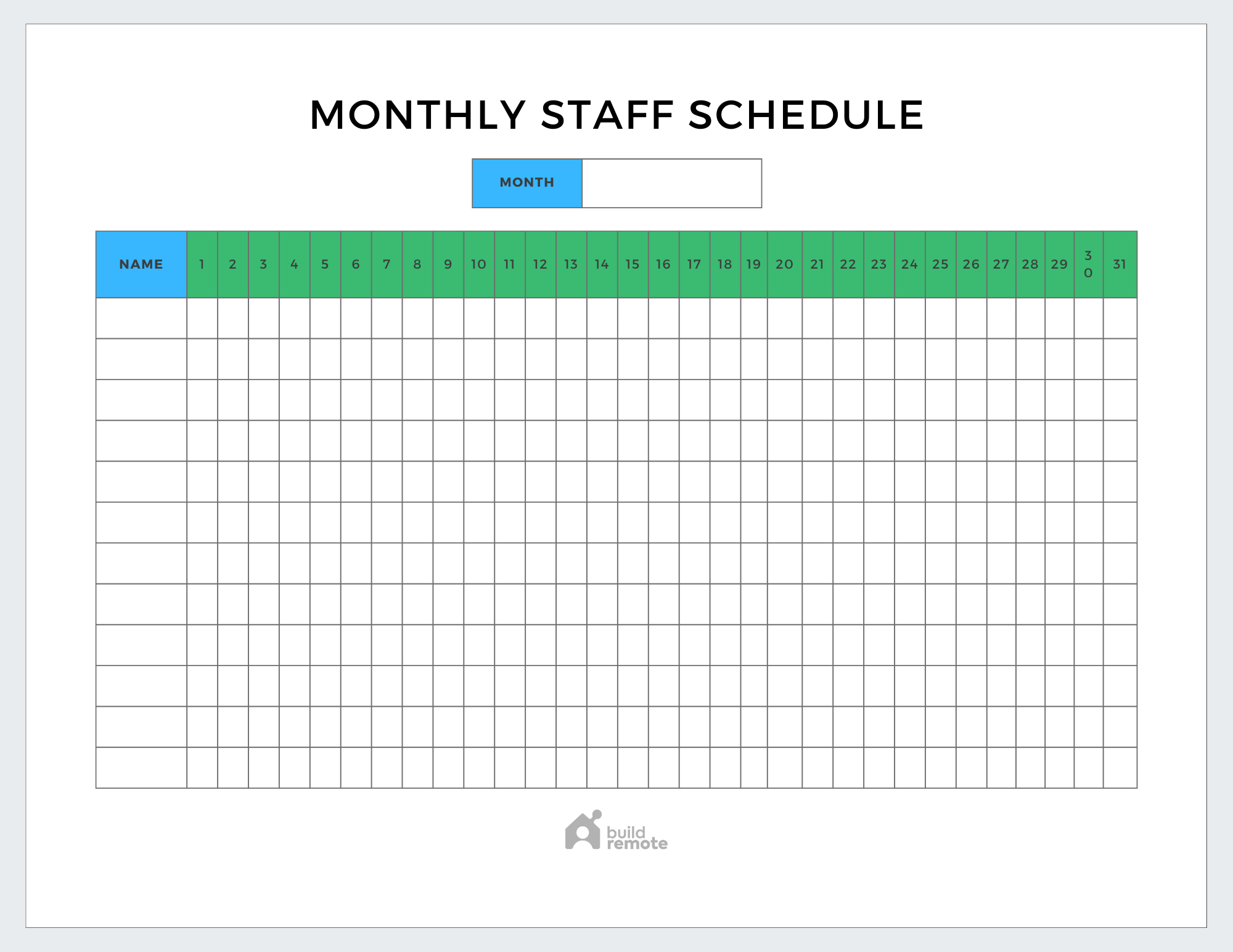 6 Free Monthly Work Schedule Templates | Buildremote