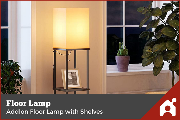 home office floor lamp with shelves
