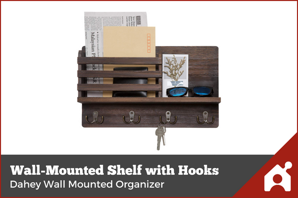 Wall-Mounted Shelf with Hooks - Home office organization product