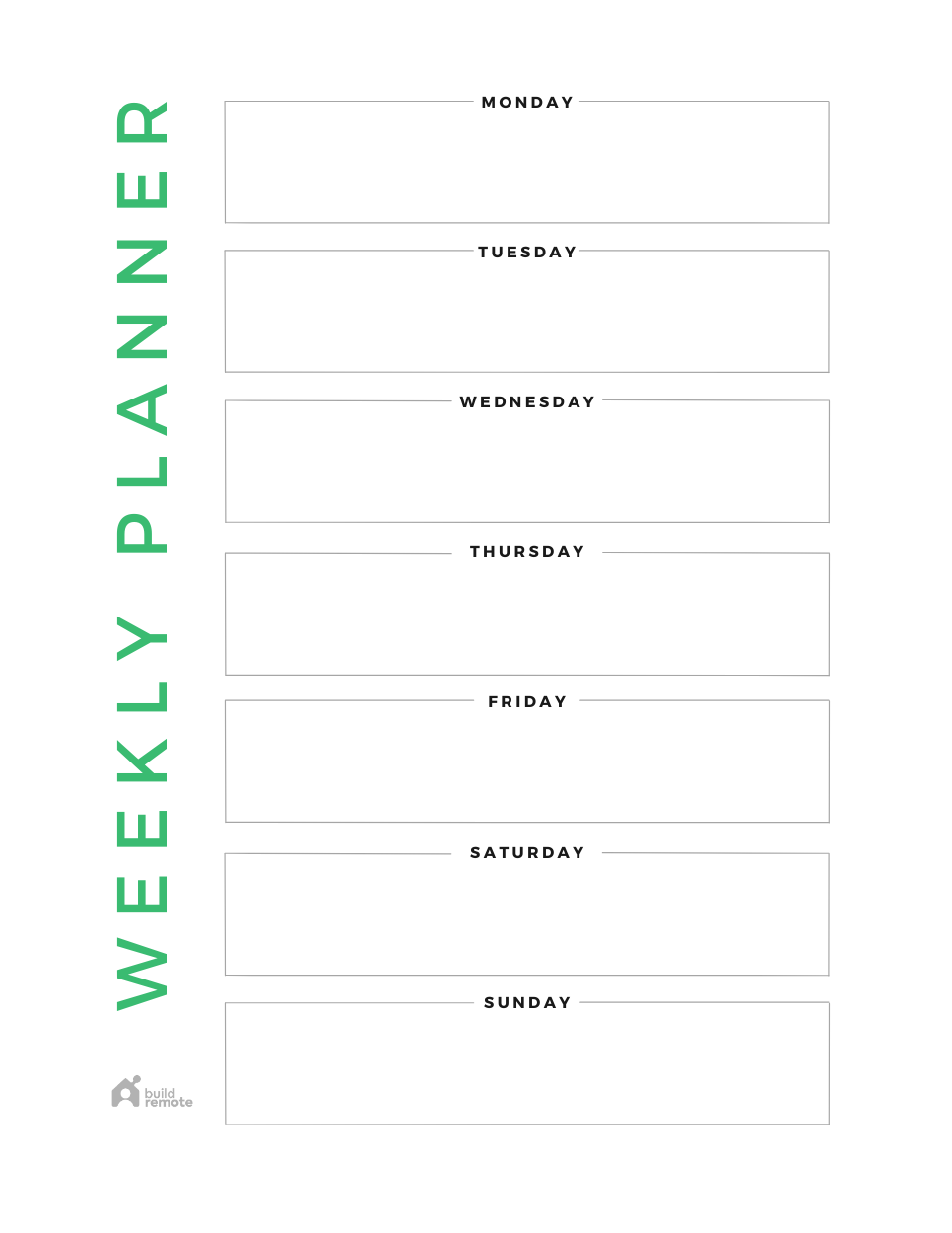 weekly planner template monday to friday