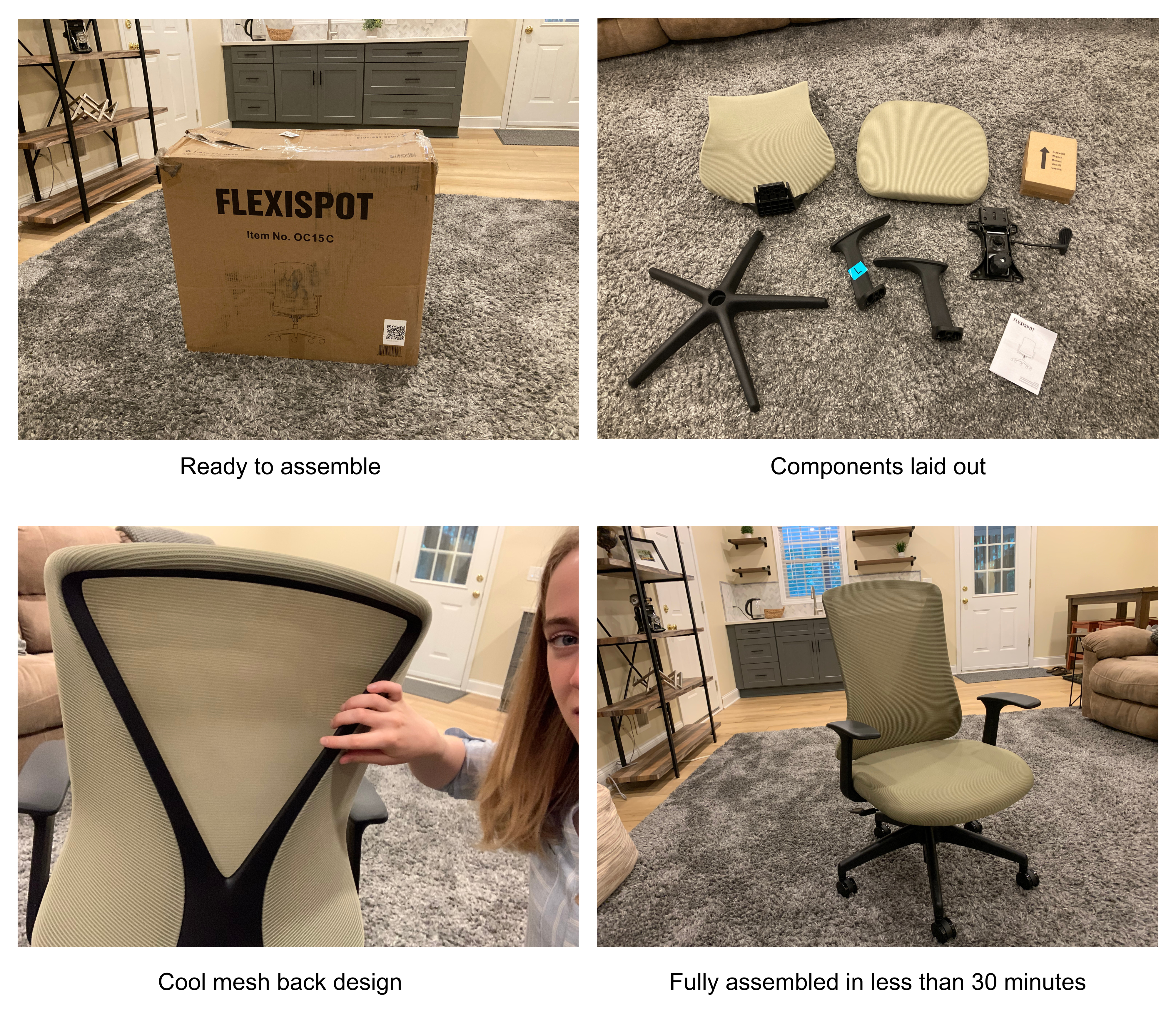FlexiSpot Light Mesh Office Chair (OC2) setup