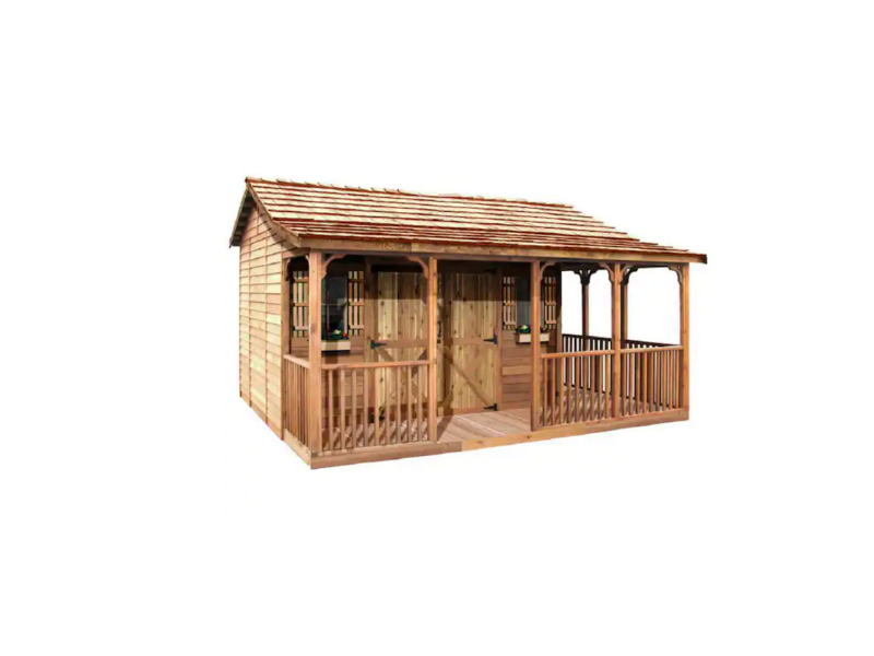 Farmhouse Wood Shed with Porch by The Home Depot