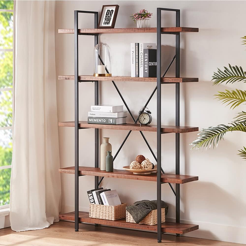 Honorable Mention #1 - 5-Tier Shelf - HSH Natural Real Wood 5-Tier Bookcase