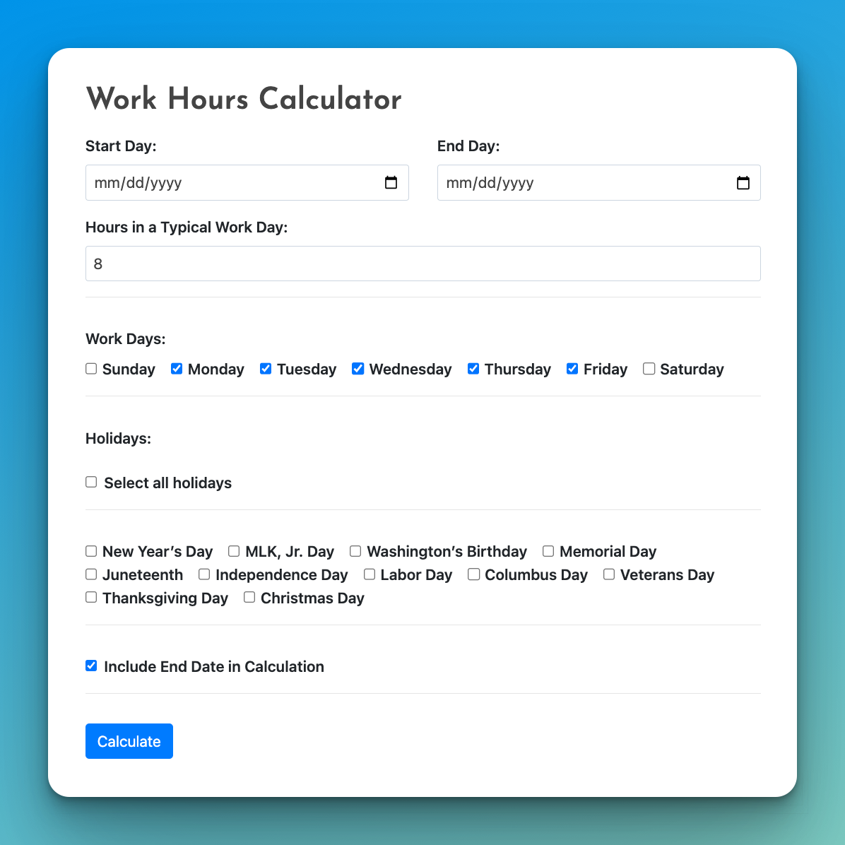 Work calculator shop