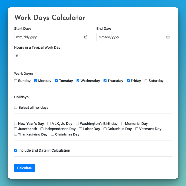 The Work Calculator Library Buildremote