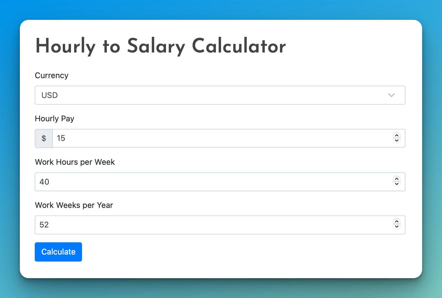 Hourly to salary calculator