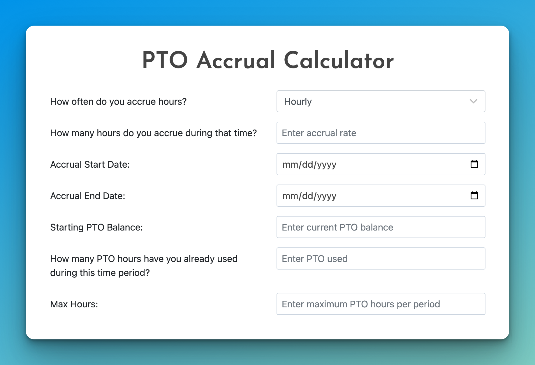 PTO accrual calculator