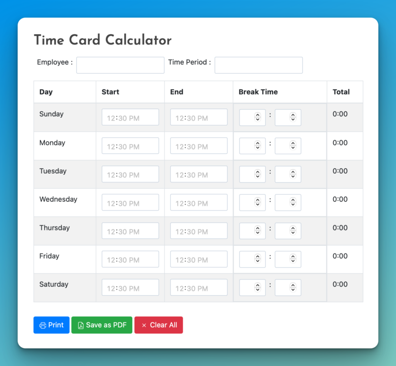time card calculator