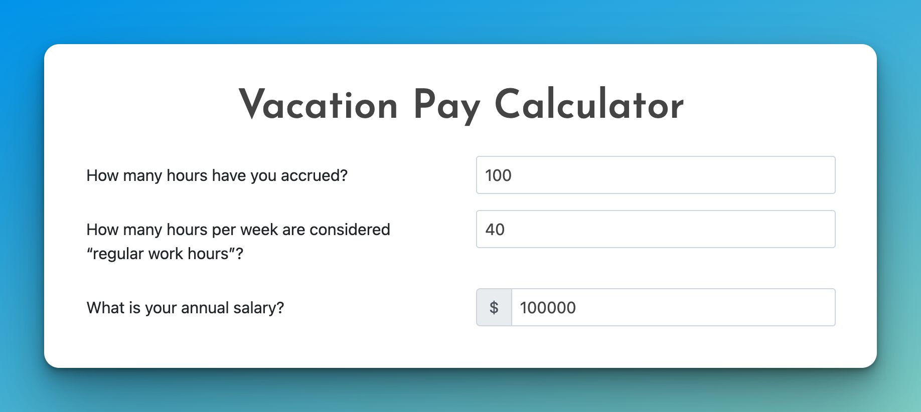 vacation pay calculator