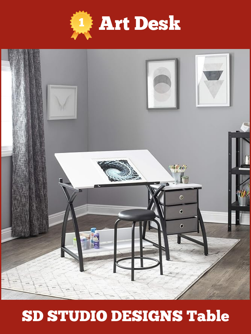 Best Art Desk with Storage - Two Piece Comet Craft Table by SD STUDIO DESIGNS