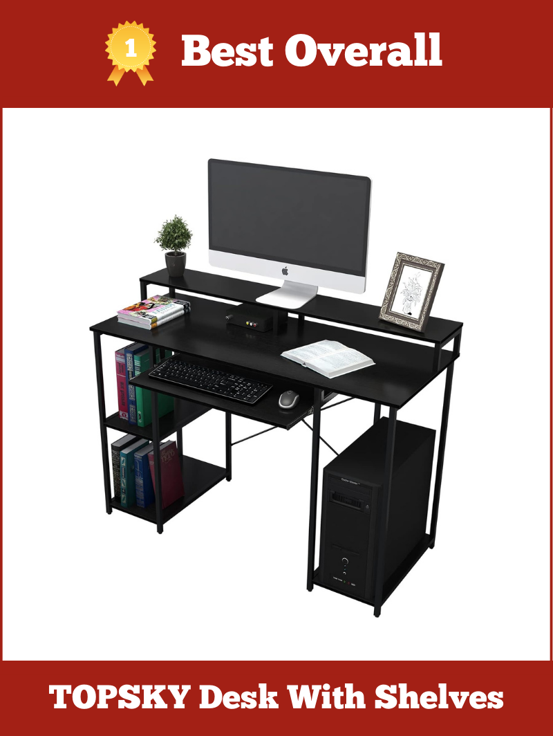 Best Overall: Desk With Storage Shelves By TOPSKY
