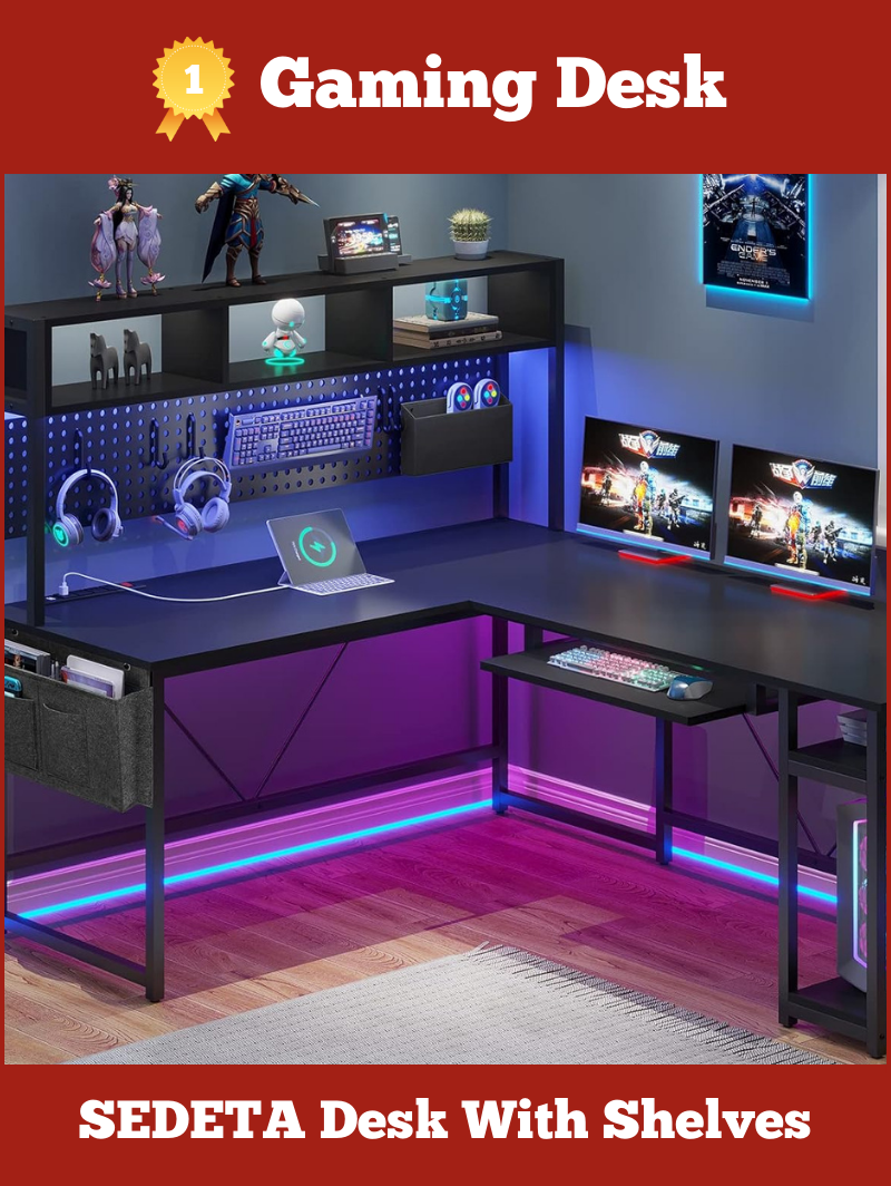 Gaming Desk With Shelves: L-Shaped Gaming Desk By SEDETA