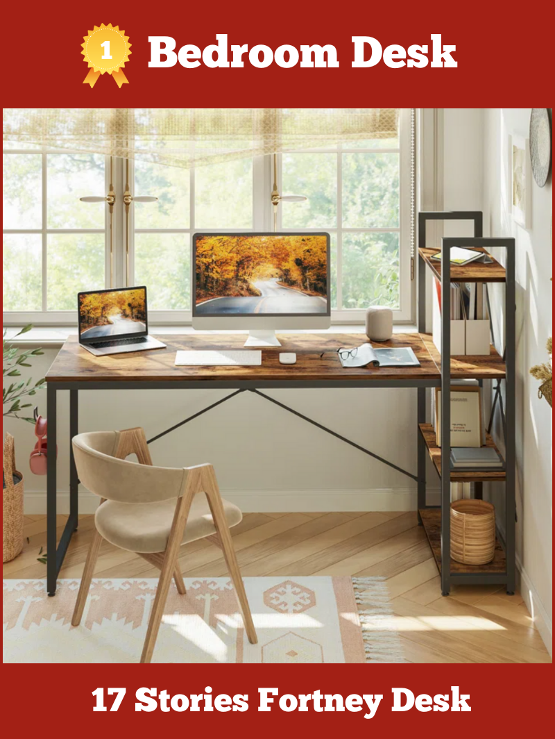 Bedroom Desk With Shelves: Fortney Desk With Reversible Bookshelf By 17 Stories