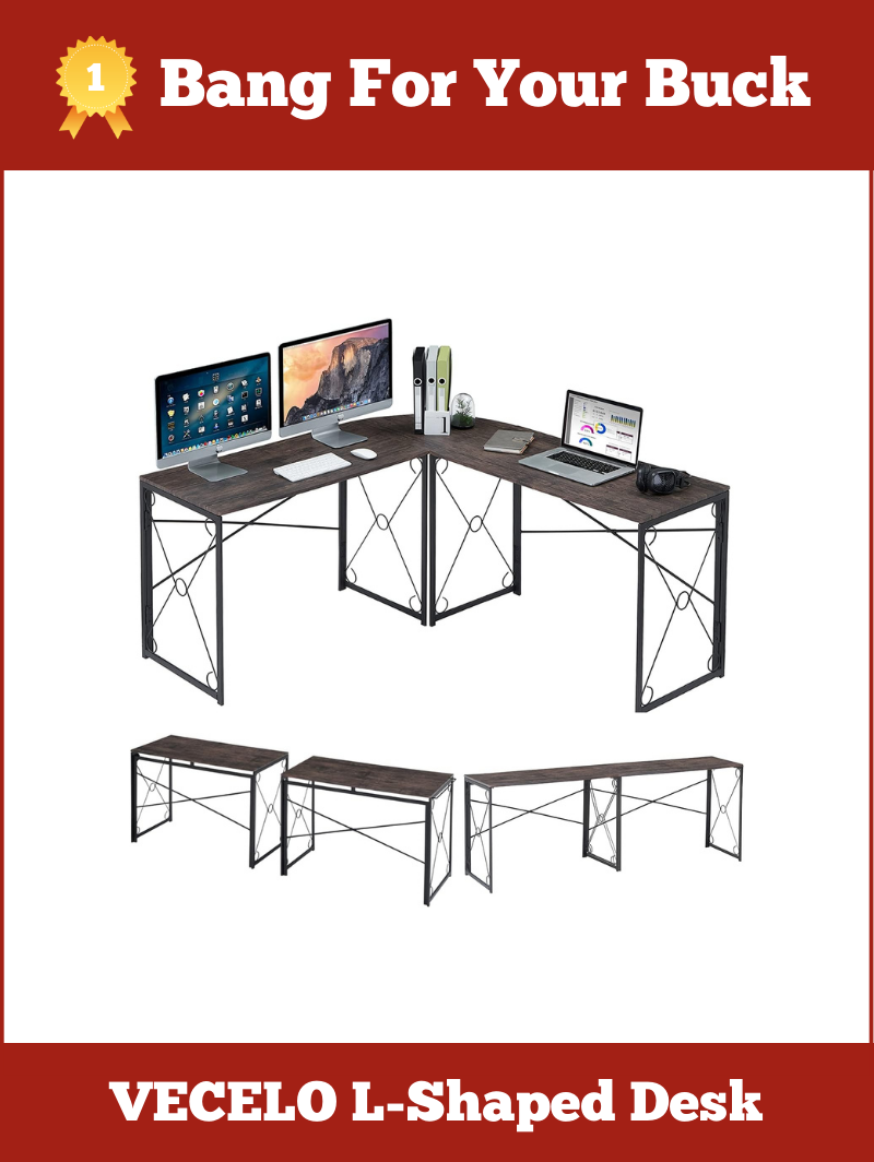 Best Bang For Your Buck: L-Shaped Computer Desk By VECELO