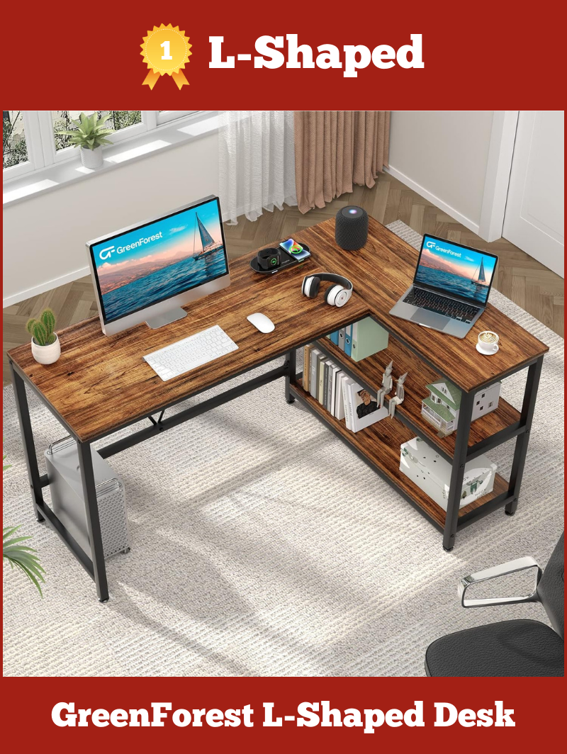 L-Shaped Desk With Shelves: L-Shaped Desk By GreenForest
