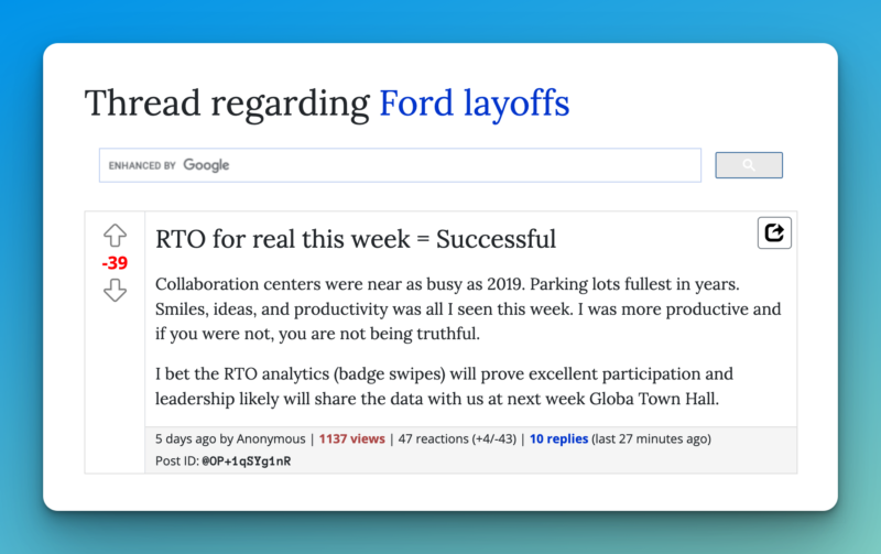 Ford return to office 2024 changes