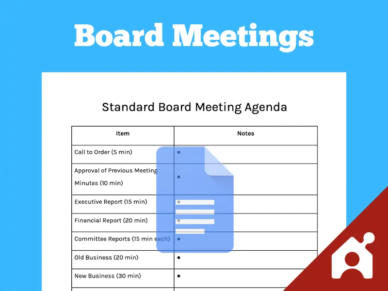 Board meeting agenda template