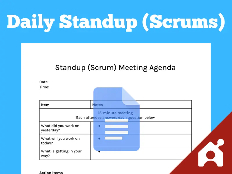 Daily standup (Scrum) meeting agenda template