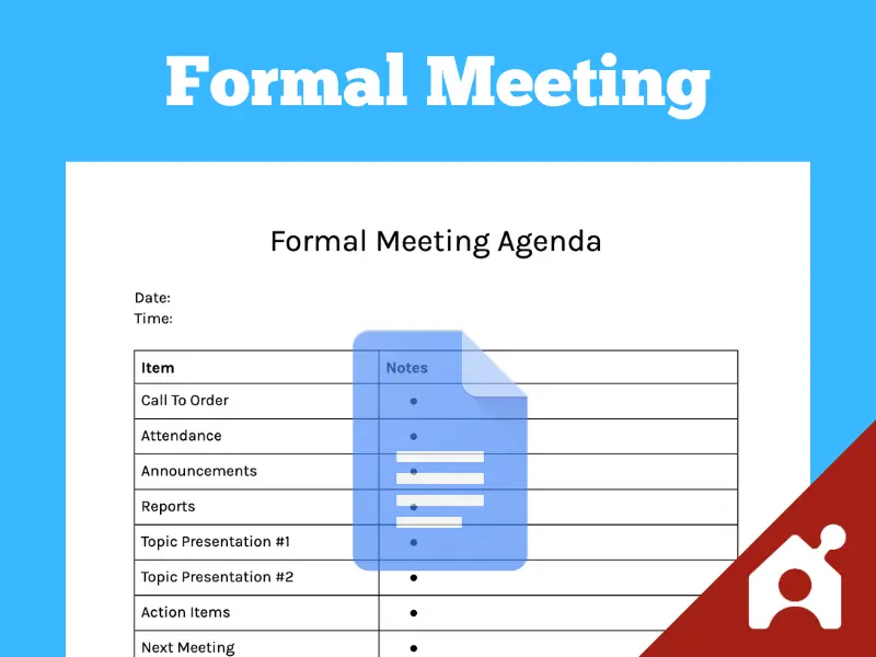 Formal meeting agenda