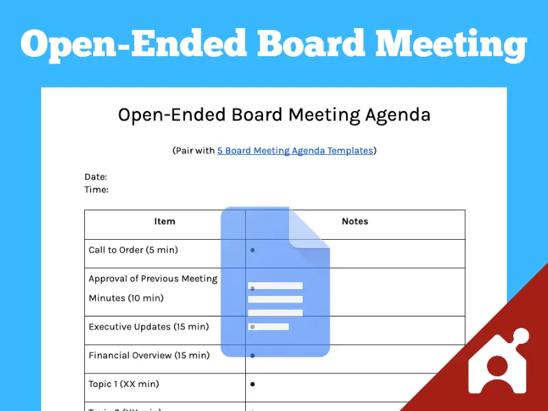 open-ended board meeting agenda