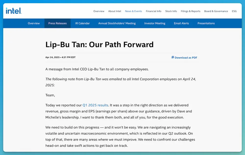 intel RTO memo