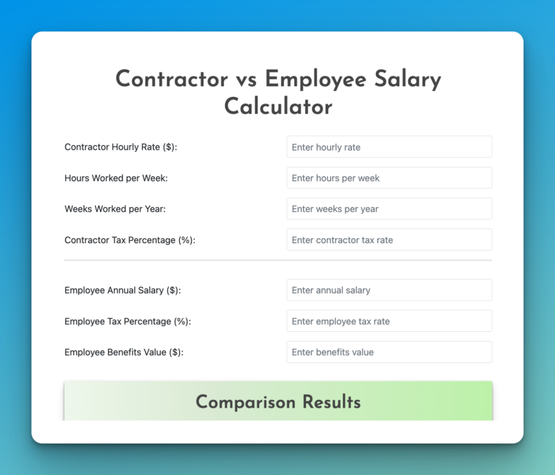 contractor vs employee salary calculator