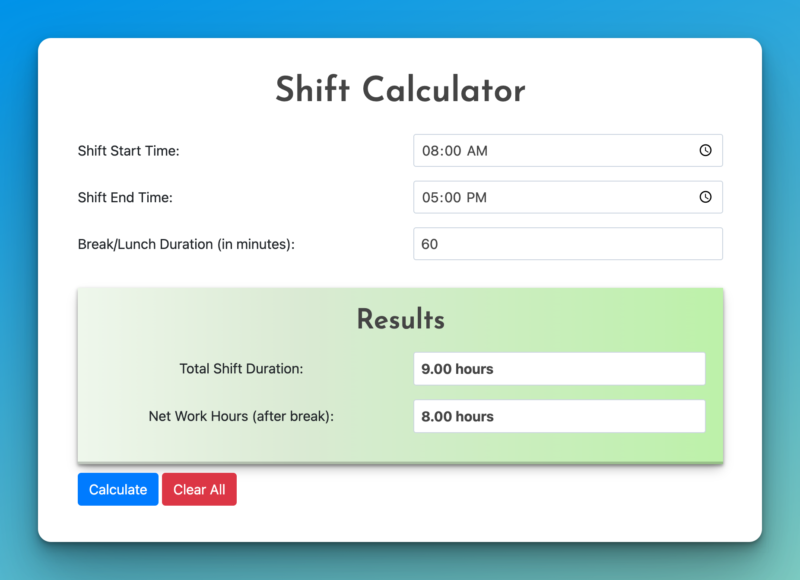 shift calculator